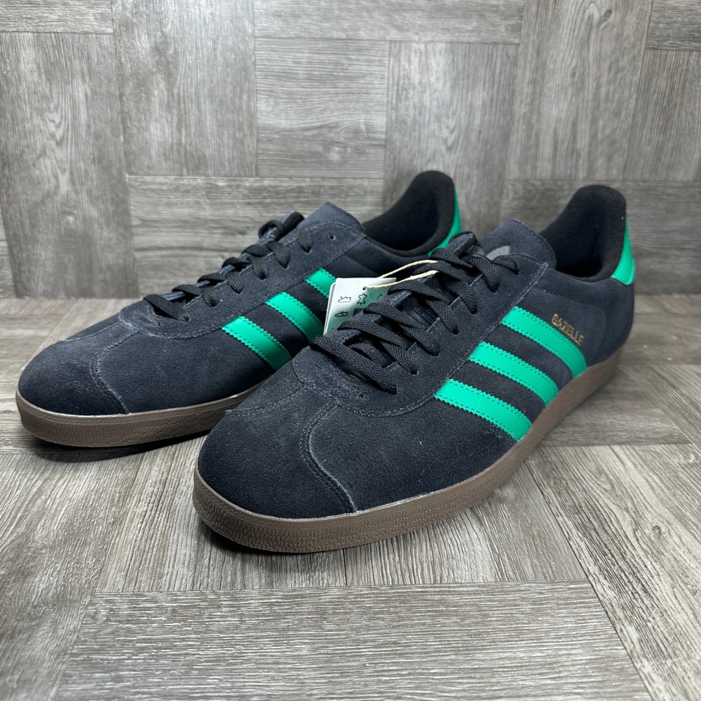 Adidas Gazelle Mens 14 Black Suede Green Gum Retro Classic NEW JH5394 - Picture 3 of 8
